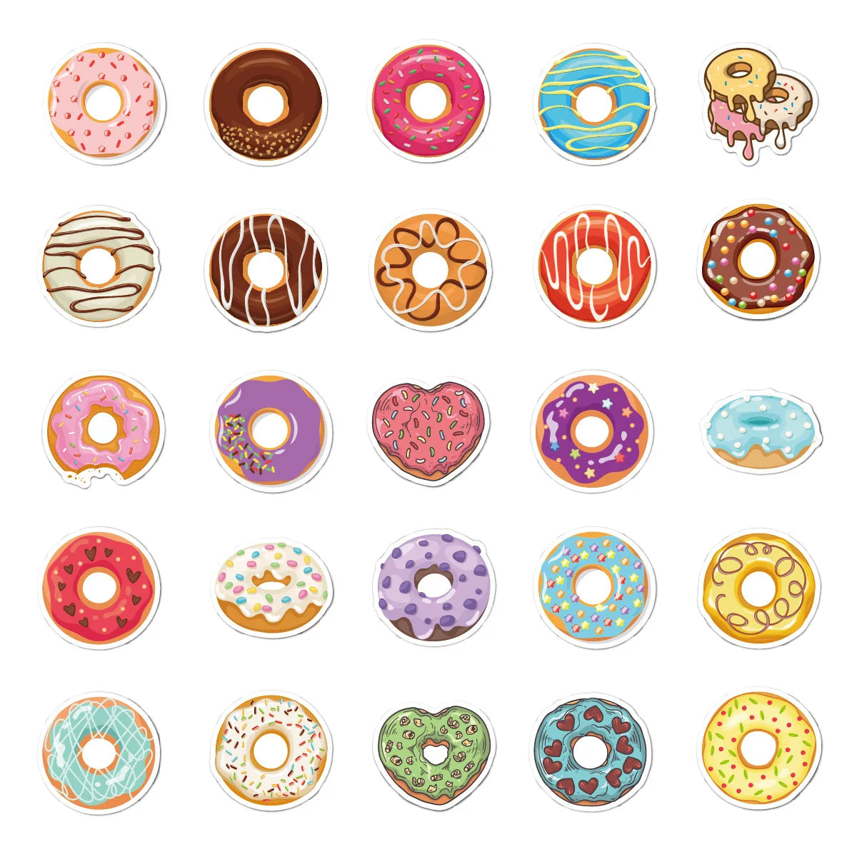 10/30/50PCS Cute Kawaii Donuts Cartoon Stickers Toy DIY Phone Notebook Skateboard Fridge Guitar Laptop Decals Kids Sticker Toys