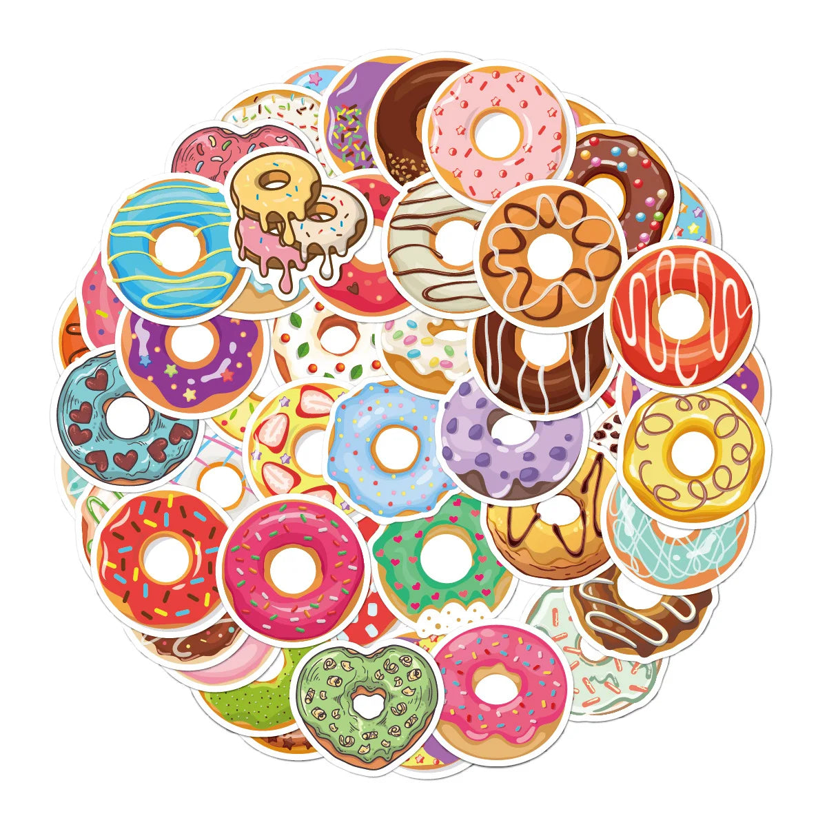 10/30/50PCS Cute Kawaii Donuts Cartoon Stickers Toy DIY Phone Notebook Skateboard Fridge Guitar Laptop Decals Kids Sticker Toys