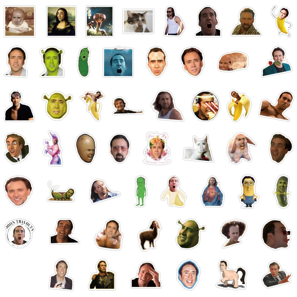 10/30/50PCS Funny Meme Stickers Nicolas Cage Cartoon Decals Decoration DIY Notebook Phone Bike Motorcycle Bicycle Waterproof Toy