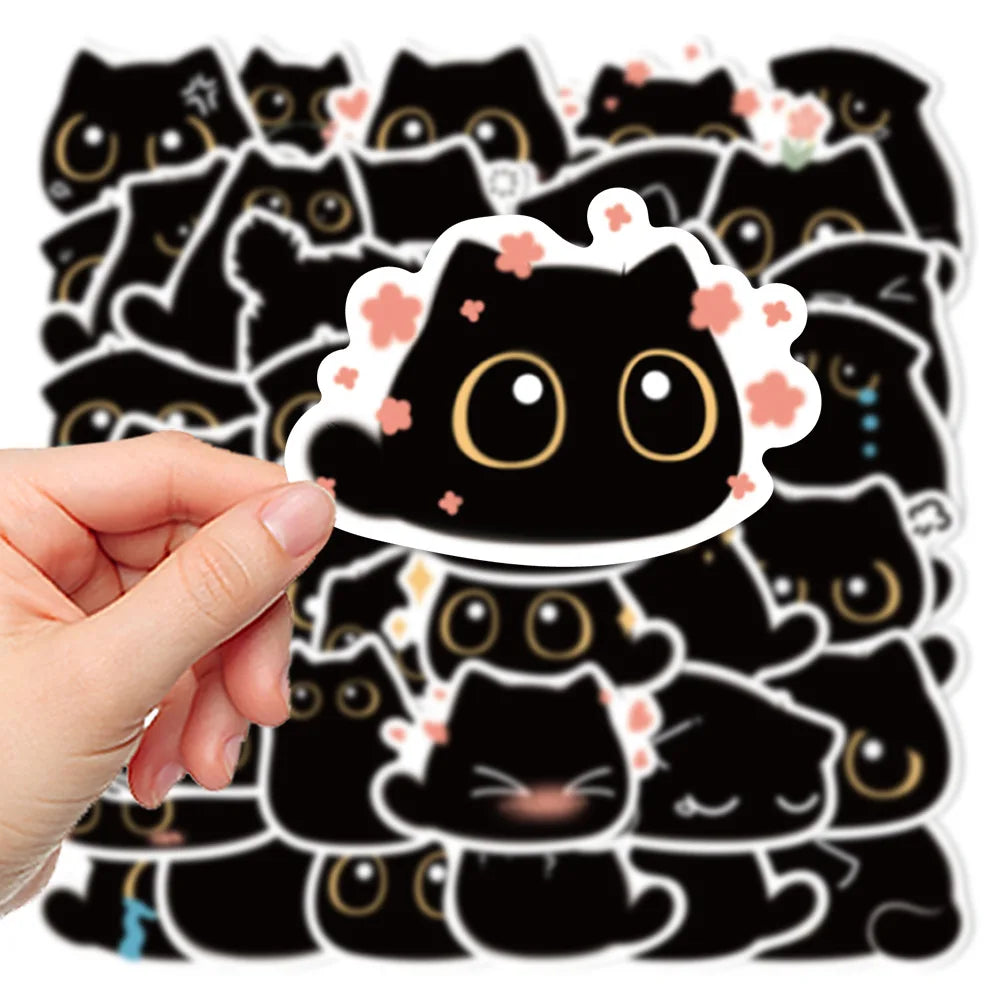 10/20/40PCS Cartoon Black Cat Sticker Packs