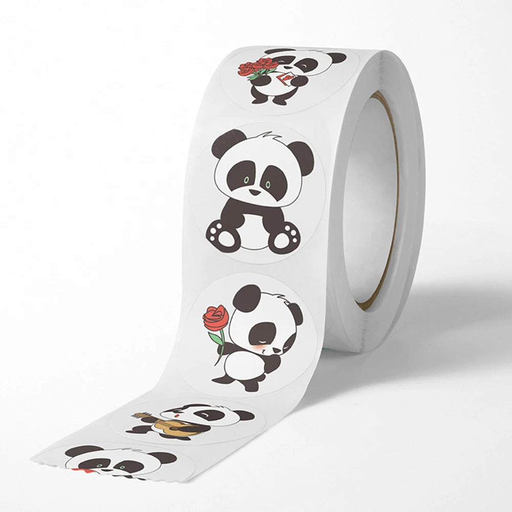 100-500pcs Panda Cute Cartoon Stickers 1inch Reward Sticker Gift Decoration Stationery Stickers