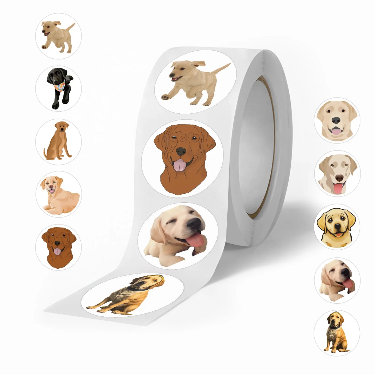 100-500pcs 1inch Animal Dog Stickers Roll for Envelope Praise Reward Student Label Stationery Seal Lable Child Toy Gift