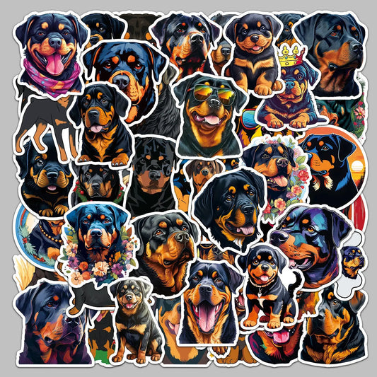 50pcs Cute Rottweiler Cartoon Stickers for Helmet, Wall, DIY Decoration