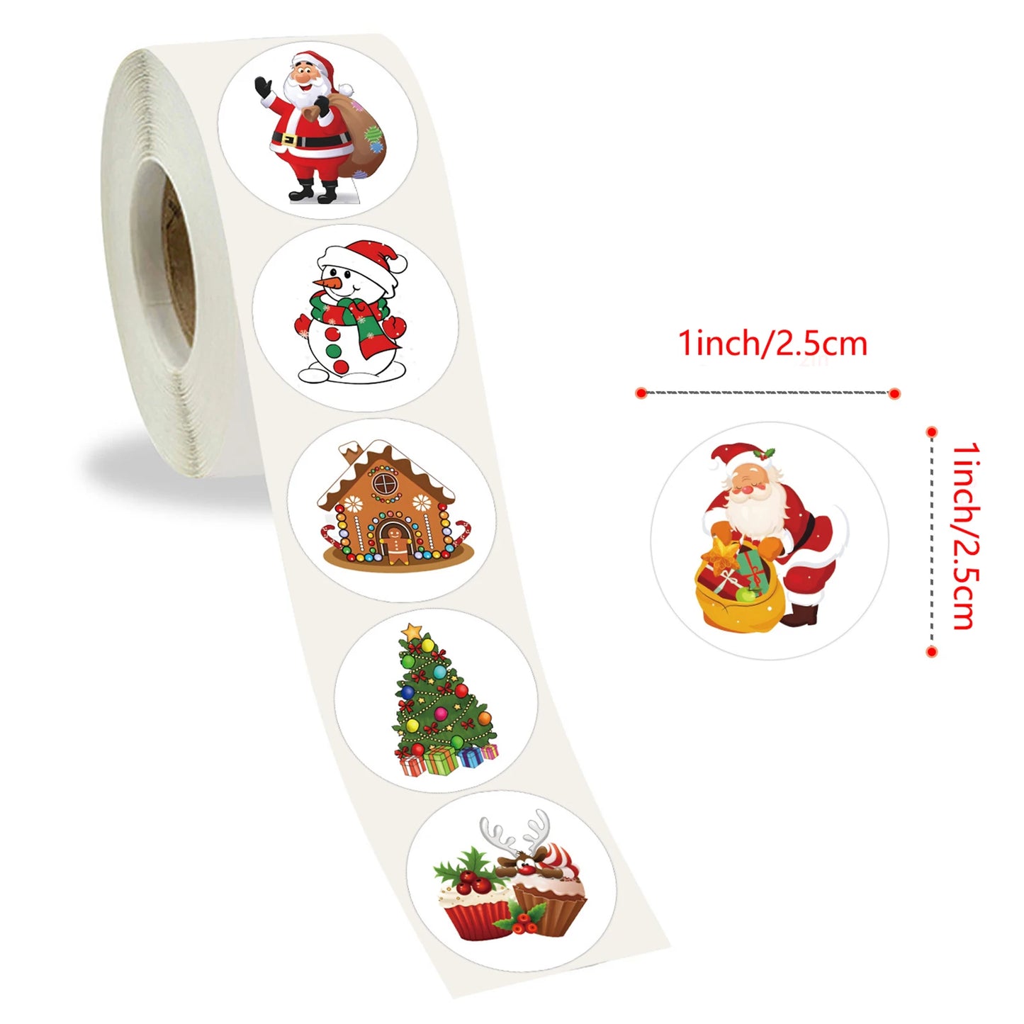 100-500pcs Merry Christmas Stickers Round Christmas Gift Box Decor Seal Sticker Cute Santa Party Decor Stationery Sticker