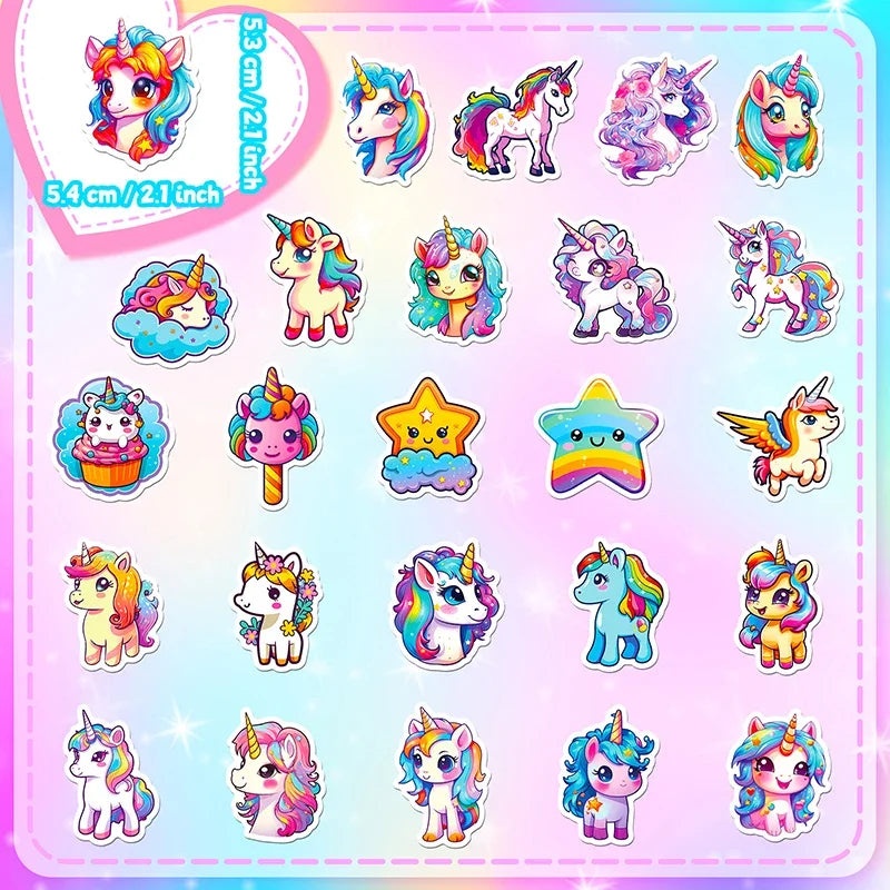 10/30/50PCS Unicorn Flight PVC Sticker Aesthetic Decoration Scrapbooking Children's Korean Stationery School Supplies for Kids