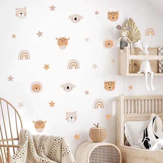 Boho Rainbow Bear Nursery Wall Decals Kids Room Decor
