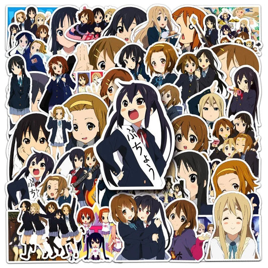50pcs K-ON! Cartoon Stickers for Laptop, Phone, Car, Scooter, Suitcase, Water Bottle, Refrigerator