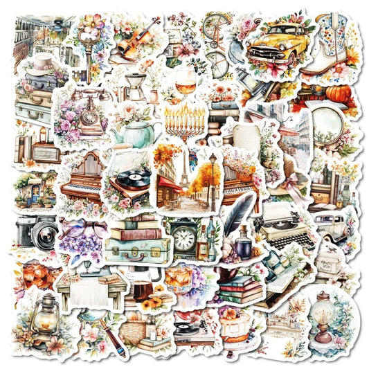 Vintage Aesthetic PVC Stickers Set for Scrapbooking
