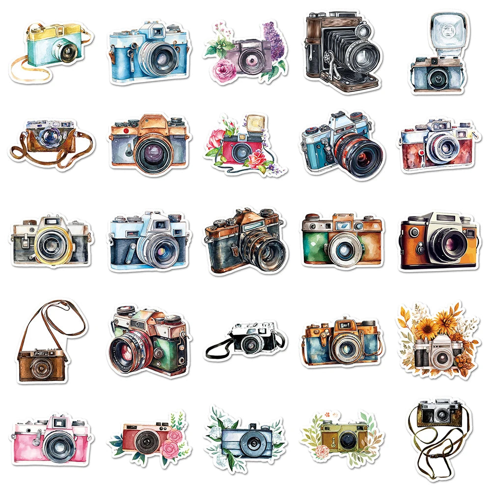 10/30/50pcs Cute Camera Cartoon Stickers Aesthetic Decals Laptop Travel Luggage Phone Diary Decoration Sticker Kids Classics Toy