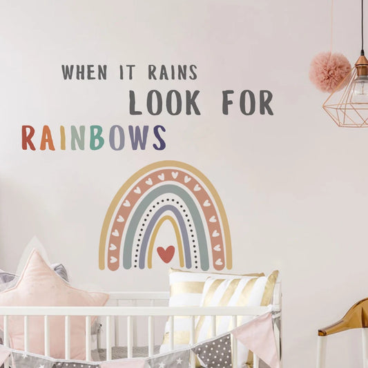Watercolor Rainbow Wall Stickers for Kids Rooms - Removable PVC Decals