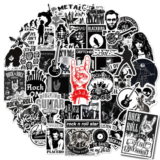 Metal Rock Stickers Decals for Guitar Motorcycle Luggage Skateboard Car JDM Music 10/30/50PCS
