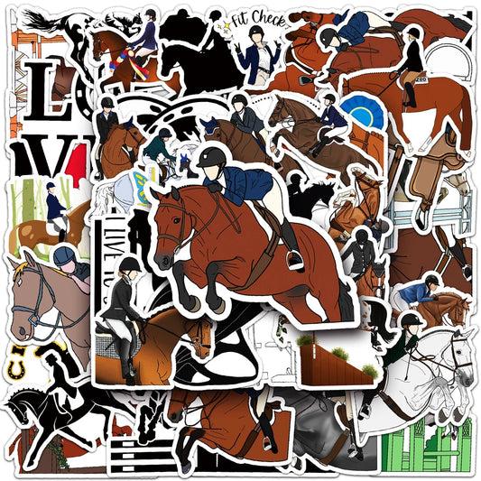 Equestrian Horse Stickers Pack - Waterproof for Luggage, Laptop, Car, Bike, Skateboard