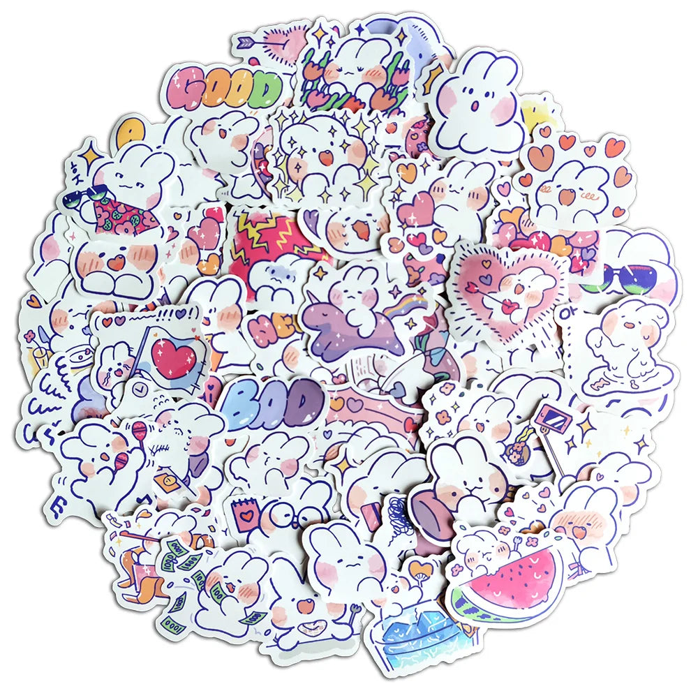 Cute Rabbit Stickers: Scrapbooking, Laptop, Fridge, Kawaii