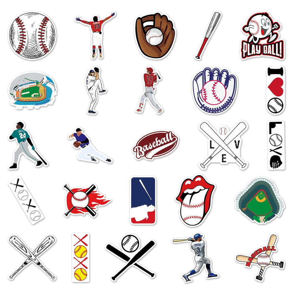 10/50PCS Creative Cartoon Sports Baseball Stickers Notebook Luggage Hand Account Decoration Graffiti Waterproof Stickers