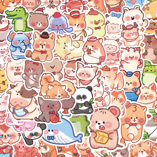 Cute Animal Stickers Pack - Cartoon Decals for Kids, Laptop, Phone, Suitcase