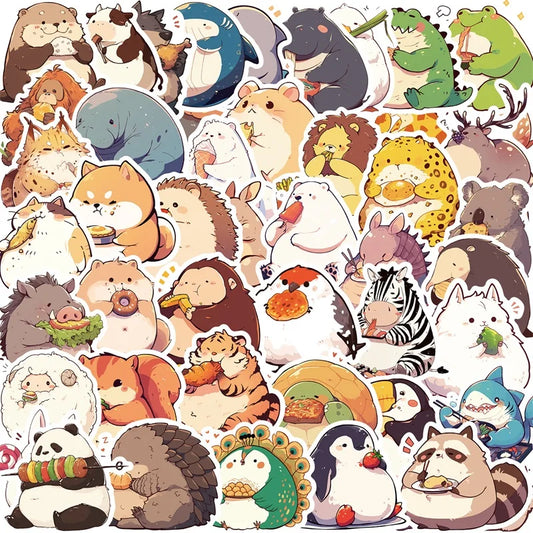 Animal Eating Stickers - 10/30/50PCS Korean Stationery