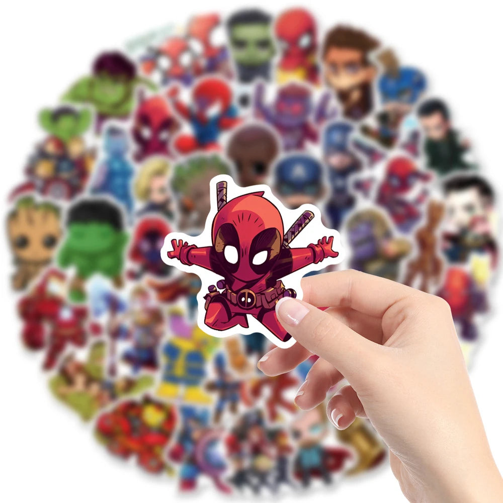 10/30/50/100/200pcs Cute Super Hero Cartoon Anime Marvel, Avengers, Deadpool, Guardians of the Galaxy Sticker Packs