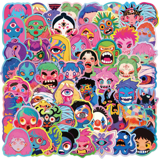 50 Creepy Horror Monster Stickers: Waterproof Vinyl Decals