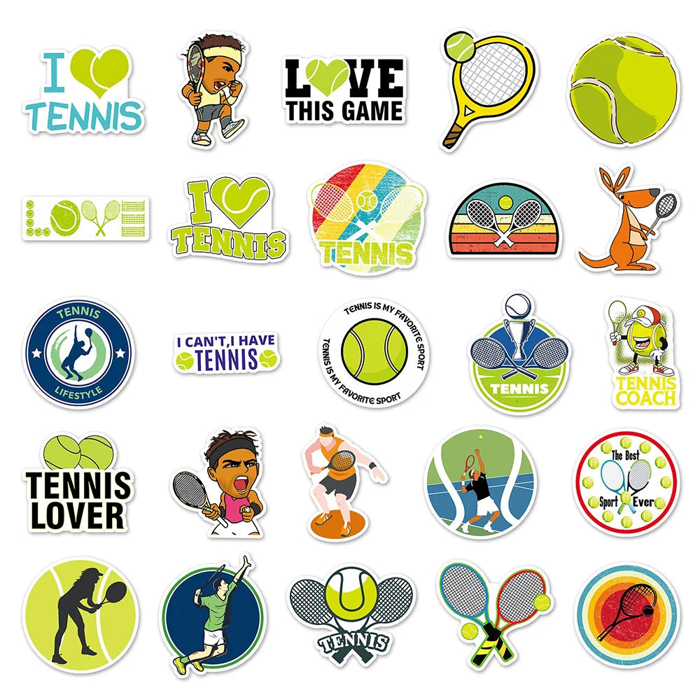 10/30/50PCS Love Tennis Cartoon Sports Sticker Graffiti Travel Luggage Fridge Laptop Waterproof Cool Sticker Decal