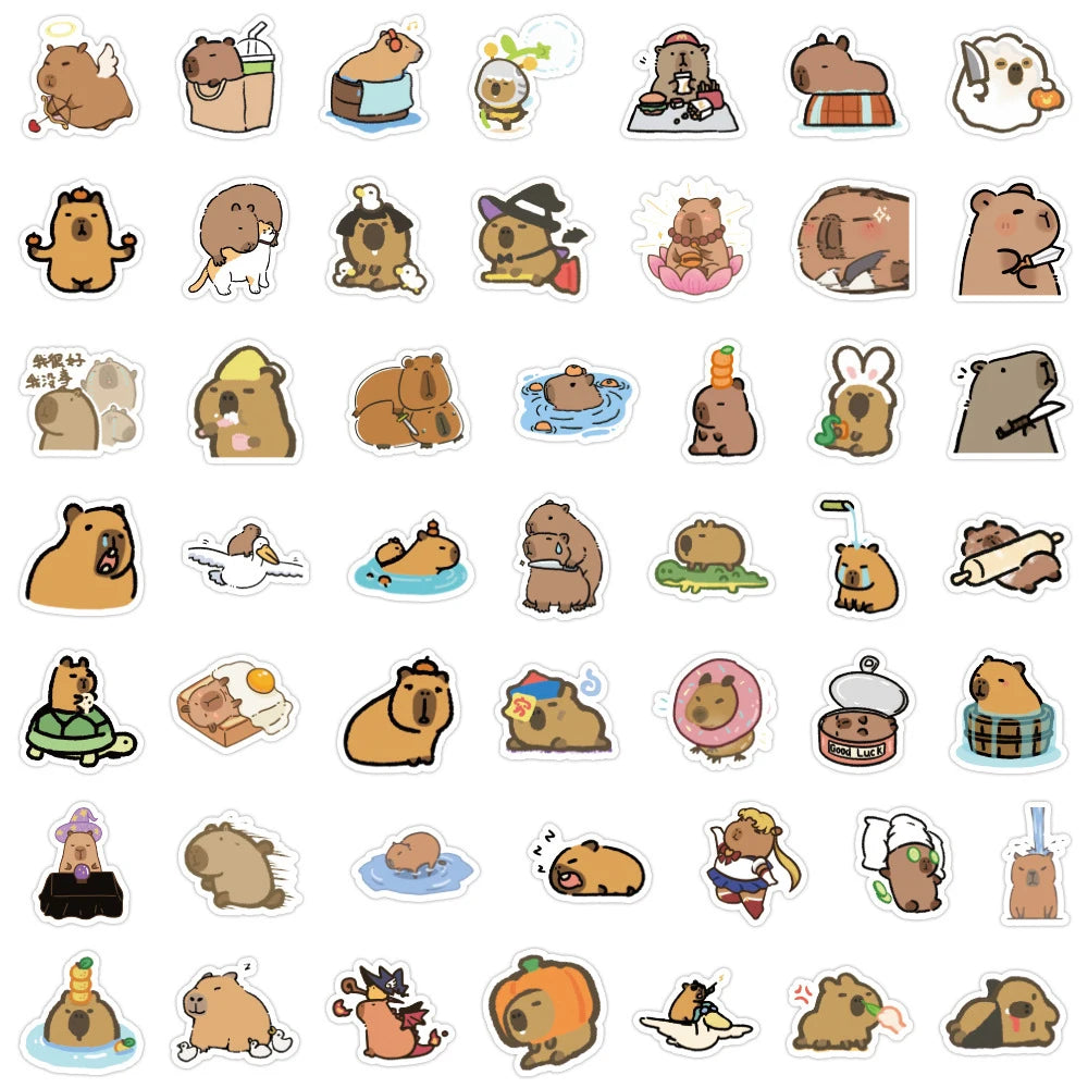 10/30/50/100pcs Kawaii Animal Capybara Graffiti Stickers Notebook Laptop Phone Suitcase Diary Waterproof Sticker for Kids Toys