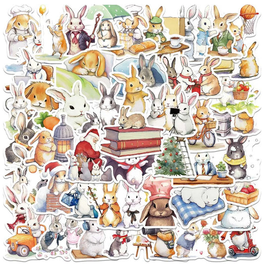 50PCS Bunny Rabbit Cartoon Stickers for Bike, Bottle, Suitcase, Scrapbooking, Gifts