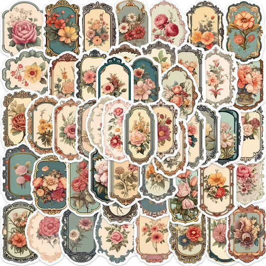 Vintage Flower Mirror Stickers - DIY Scrapbooking Supplies