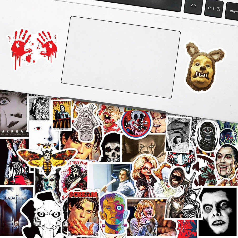 10/30/50/100pcs Cool Horror Movie Waterproof  Stickers Decals Skateboard Car Motorcycle Laptop Phone Bike Luggage Funny Sticker