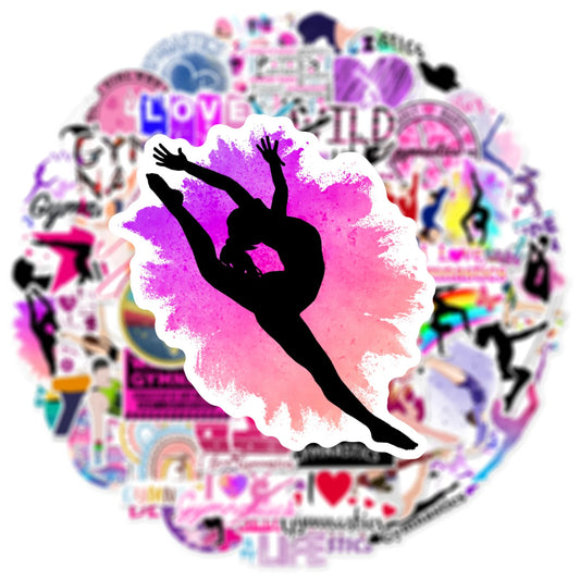 10/50pcs Sports Gymnastics Gym Cartoon Stickers Waterproof Graffiti Scrapbook Water Bottle Travel Luggage Laptop Cool Sticker