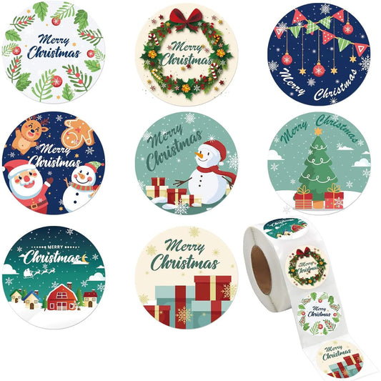 Christmas Stickers: 100-500pcs Round Adhesive Labels