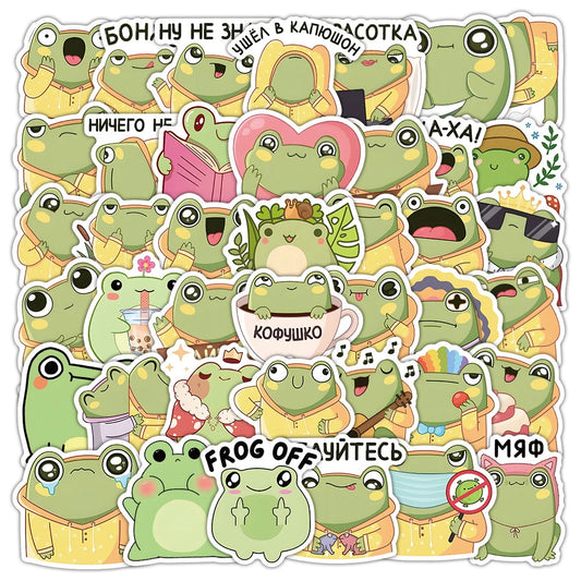 Cute Cartoon Frog Stickers Decals Waterproof for Fridge Laptop Phone Kids Toys