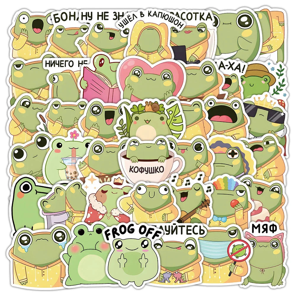 Cute Cartoon Frog Stickers Decals Waterproof for Fridge Laptop Phone Kids Toys