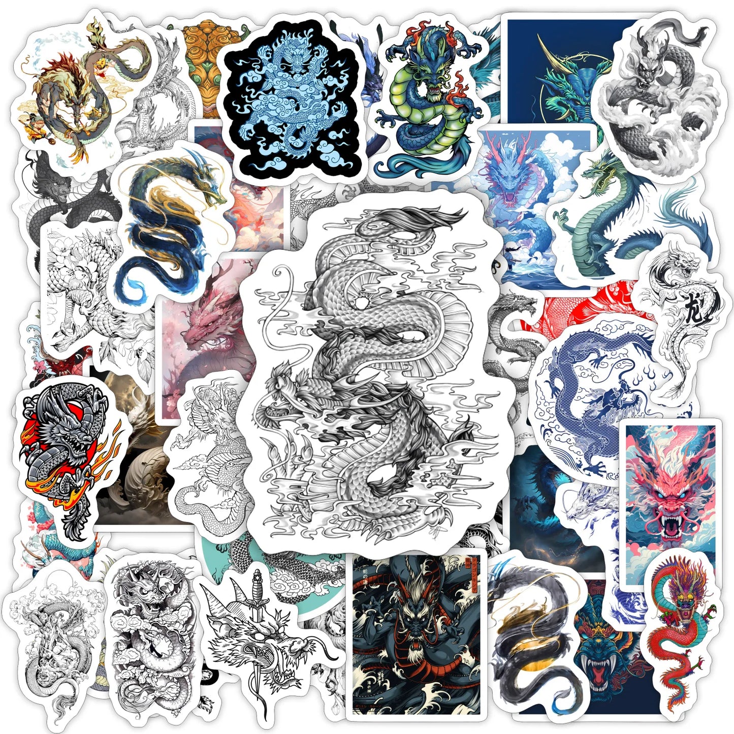 Cool Tradition Chinese Dragon Stickers Animal Aesthetic Decals DIY for Laptop Luggage Phone Scrapbook Waterproof Child Toy