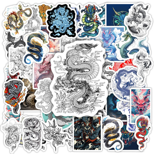Cool Tradition Chinese Dragon Stickers Animal Aesthetic Decals DIY for Laptop Luggage Phone Scrapbook Waterproof Child Toy