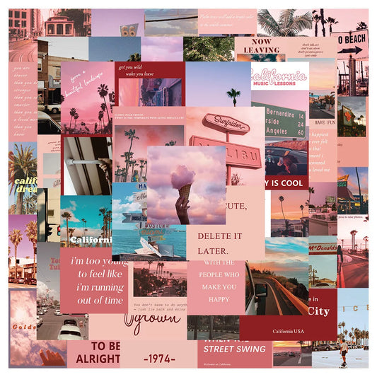 Pink Landscape Stickers Aesthetic Decals for Laptop Phone Scrapbook