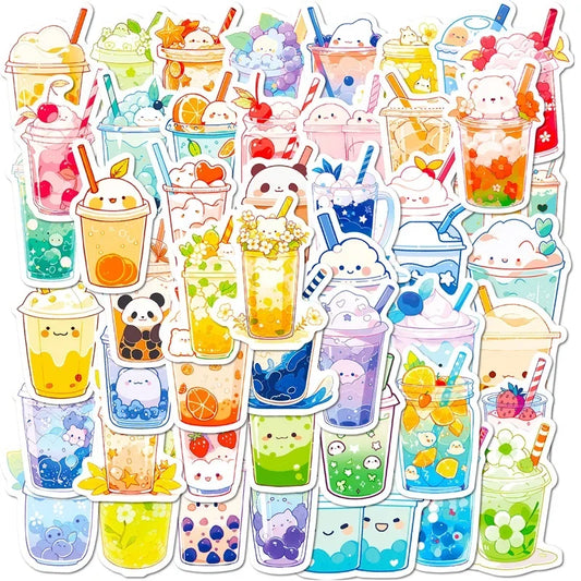 Panda Milk Tea Stickers Set - Kids Scrapbooking Supplies
