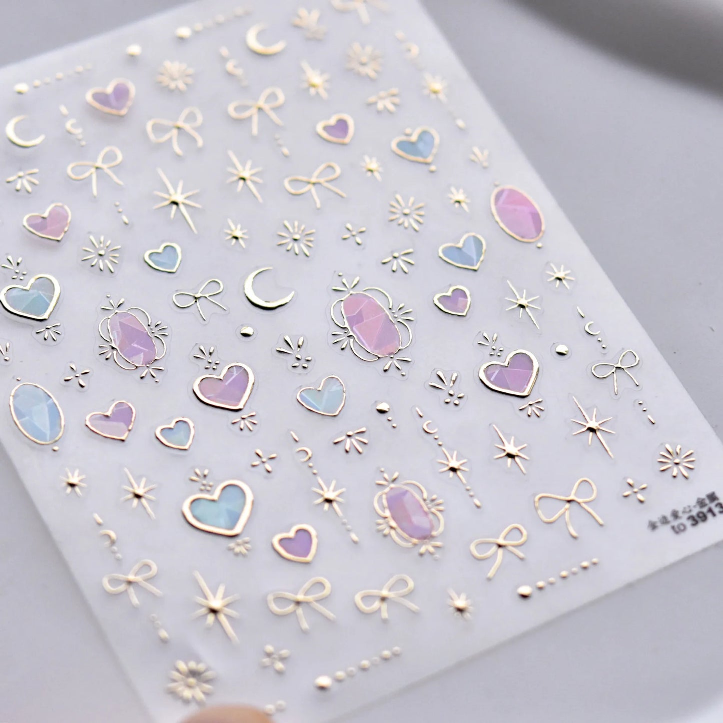 1pcs 5D Shell Light Nail Stickers Fashion Gold Border Love Heart Bowknot Moon Star Art Decal High Quality Manicure Decorations