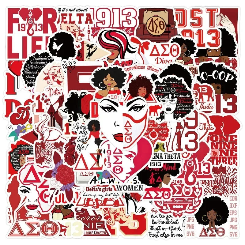 Delta Sigma Theta Sorority Stickers Pack - Laptop, Water Bottle, Suitcase Decor