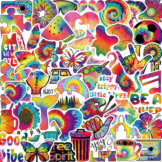 Rainbow Tie-dye Stickers Pack - Laptop, Scrapbook, Suitcase, Phone Decor