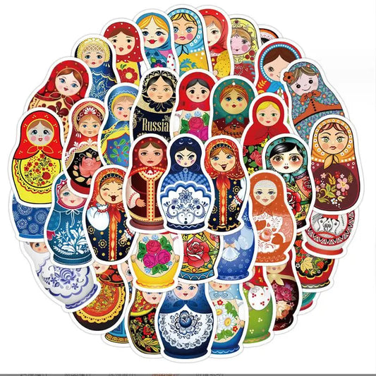 Cartoon Russian Doll Stickers Vinyl Decals for Laptop, Car, Fridge, DIY Decor