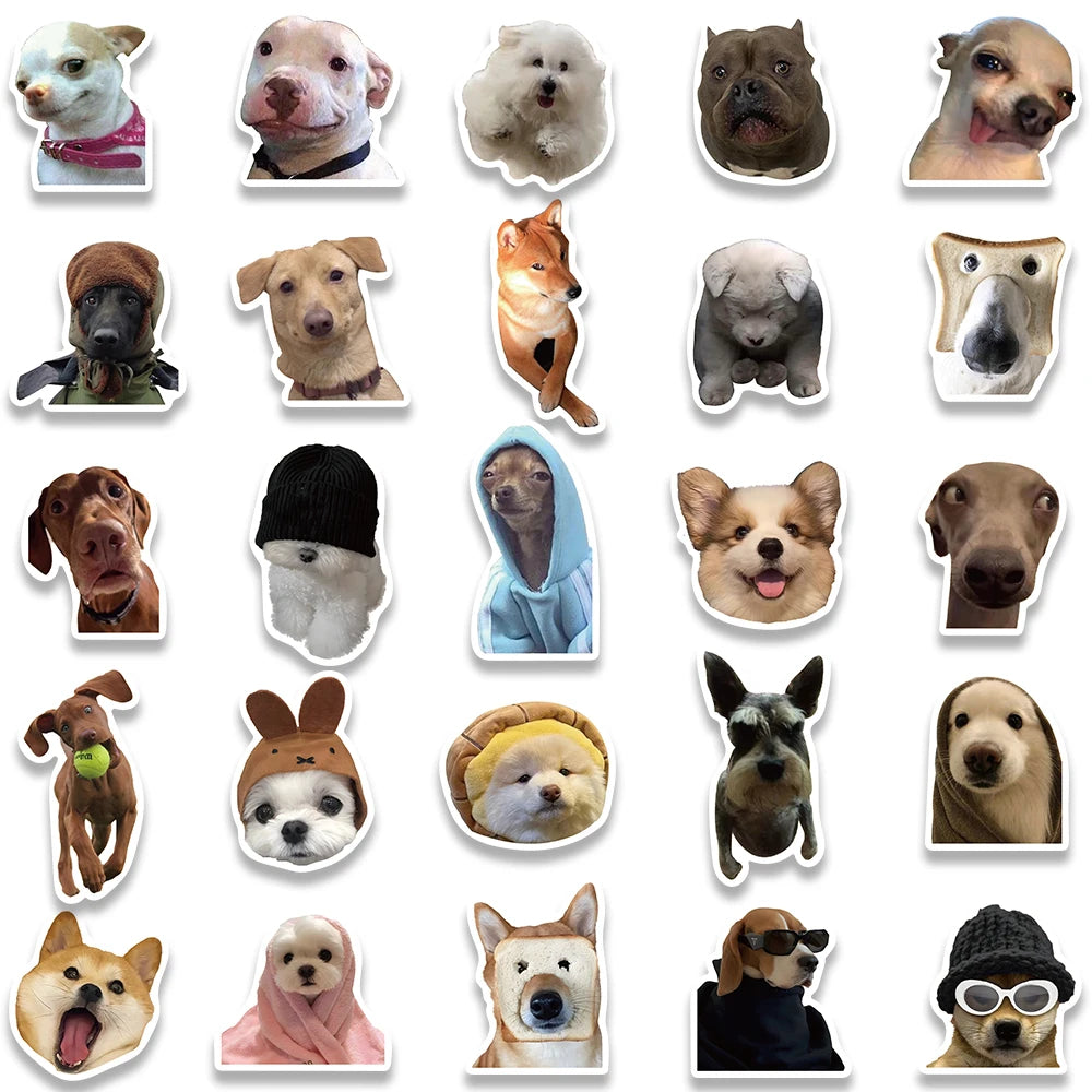 50pcs Funny Animals Dogs Meme Stickers For Luggage Guitar Phone Skateboard Vinyl Waterproof Graffiti Laptop Decals