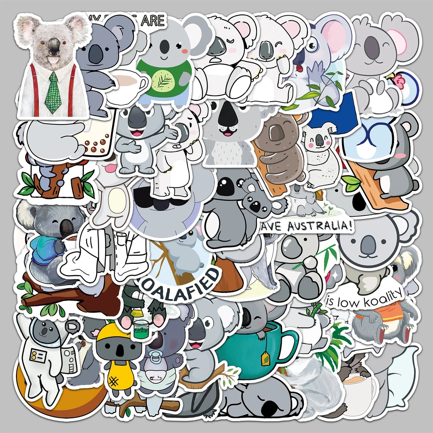 50pcs Cute Koala Graffiti Stickers for Helmet, Wall, DIY Decoration