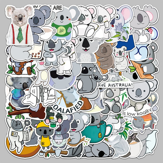 50pcs Cute Koala Graffiti Stickers for Helmet, Wall, DIY Decoration