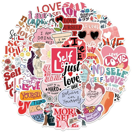 Self Love Inspirational Stickers: Motivational Quotes for Laptop, Phone, Bottle, Luggage