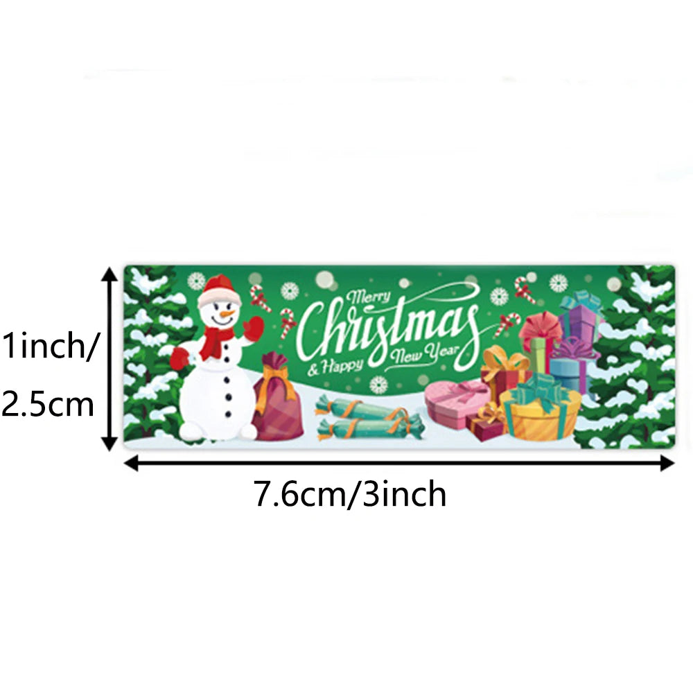 120pcs/roll Merry Christmas Stickers Rectangle Holiday Decorative Labels Decals Christmas for Business Package Gift Wrapping