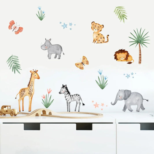 Boho Giraffe Watercolor Nursery Wall Decals Kids Room Decor