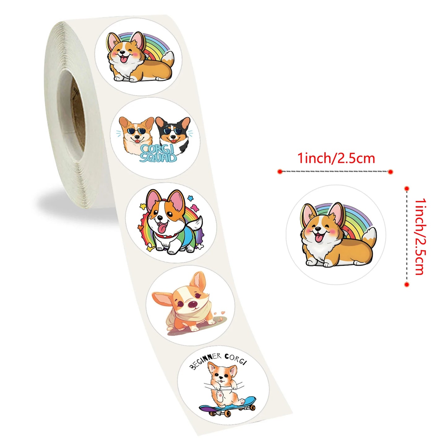 100-500pcs Cute Cartoon Dog Stickers for Kids Children's Packaging Animal Reward Sealing Label DIY Album Stationery Sticker