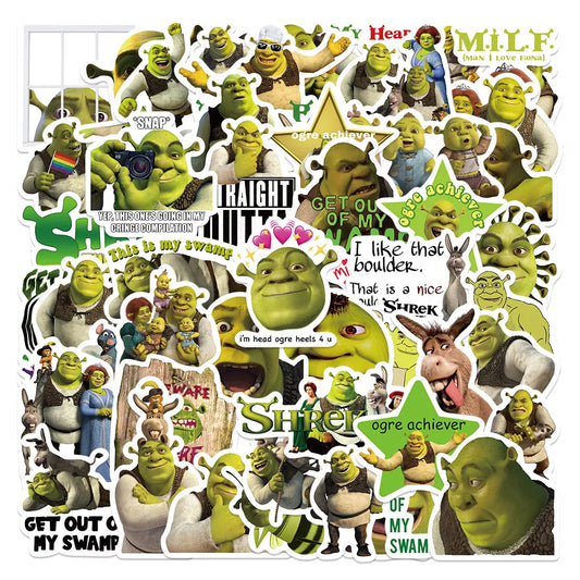 52pcs Shrek Monster Stickers Waterproof Decals for Laptop, Suitcase, Guitar