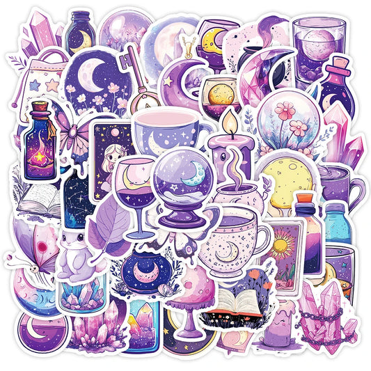Cartoon Purple Crystal Stickers for Laptop, Fridge, Phone - 10/30/50pcs