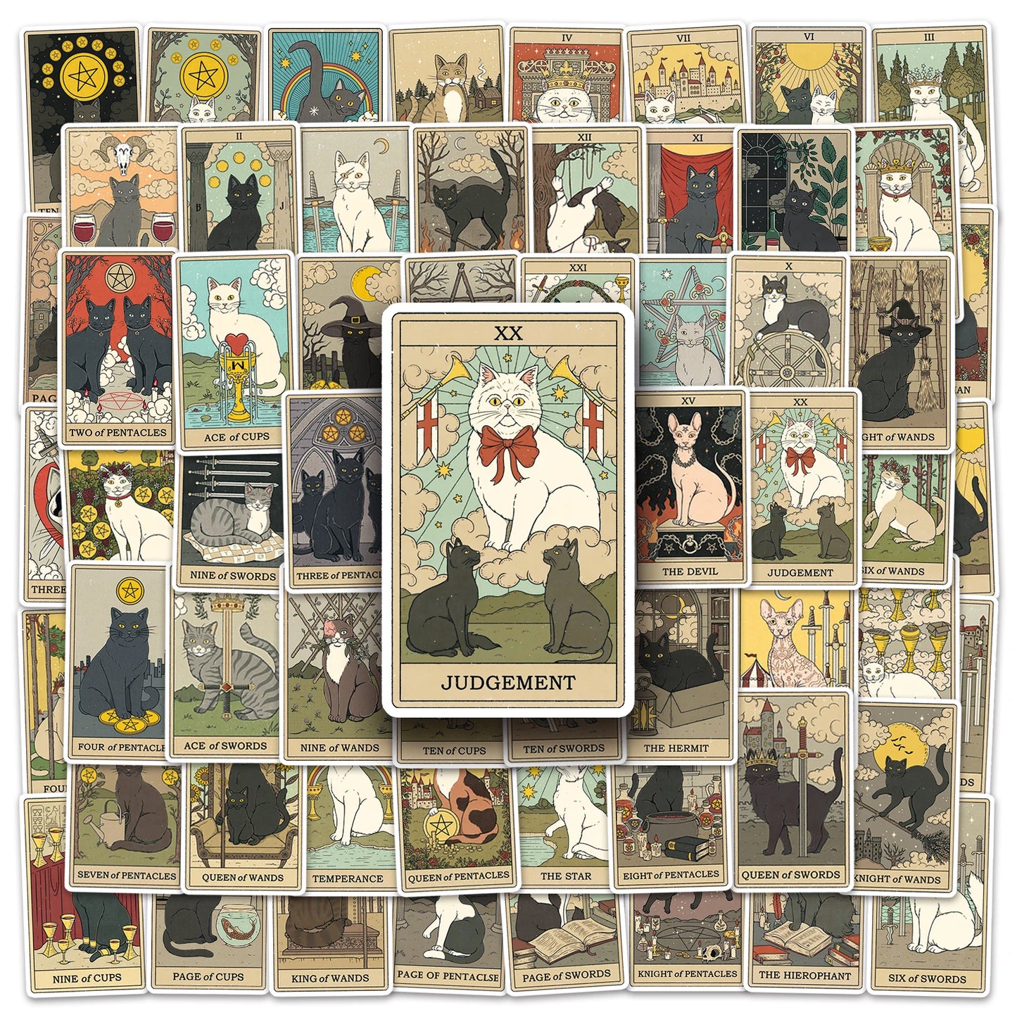 50Pcs Tarot Cartoon Stickers Waterproof DIY Decals