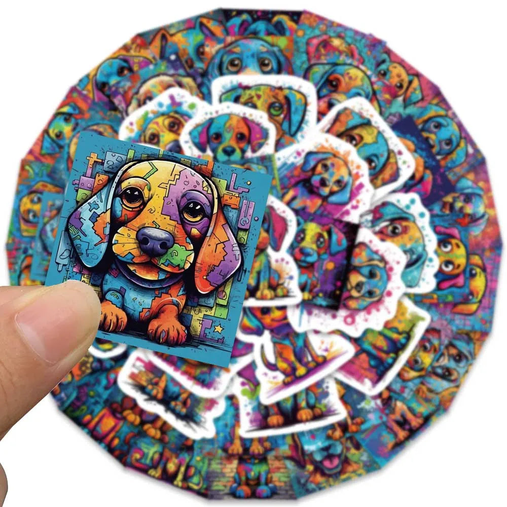 50pcs Colorful Cool Cartoon Aesthetic Dogs Graffiti DIY Waterproof Stickers For Laptop Guitar Luggage Phone Decals